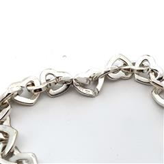 Tiffany & Co Sterling/18K Heart Link Bracelet - 8